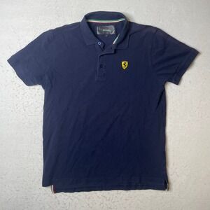 Ferrari Polo Shirt Mens XL Navy Blue Scuderia Racing Team Short Sleeve